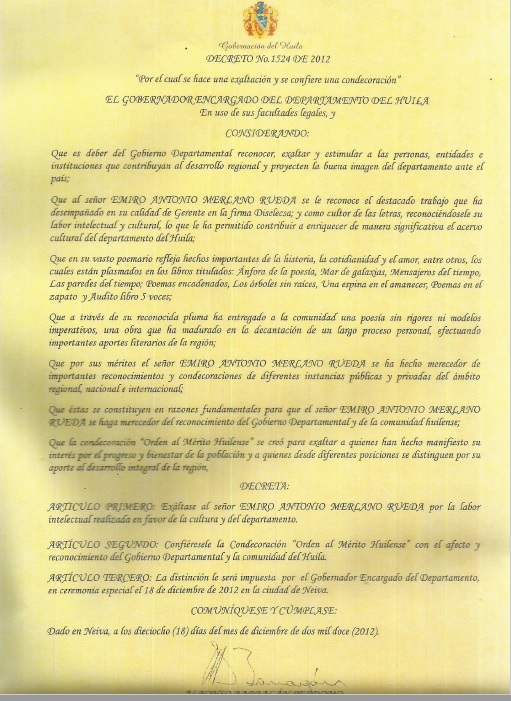 DECRETO GOBERNACION EMIRO MERLANO